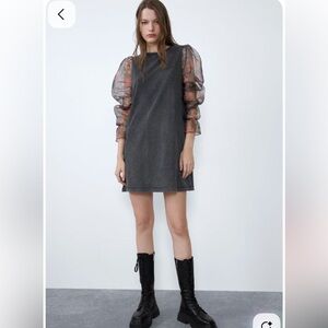 Zara‎ Black Ribbed Collar Top